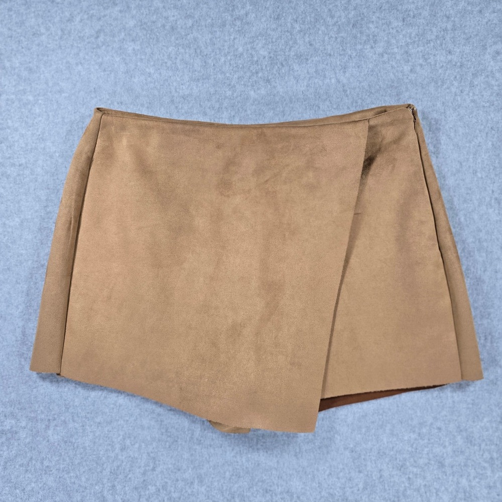 Hyfve Camel Faux Suede Wrap Skort Brown HF22A443 Medium